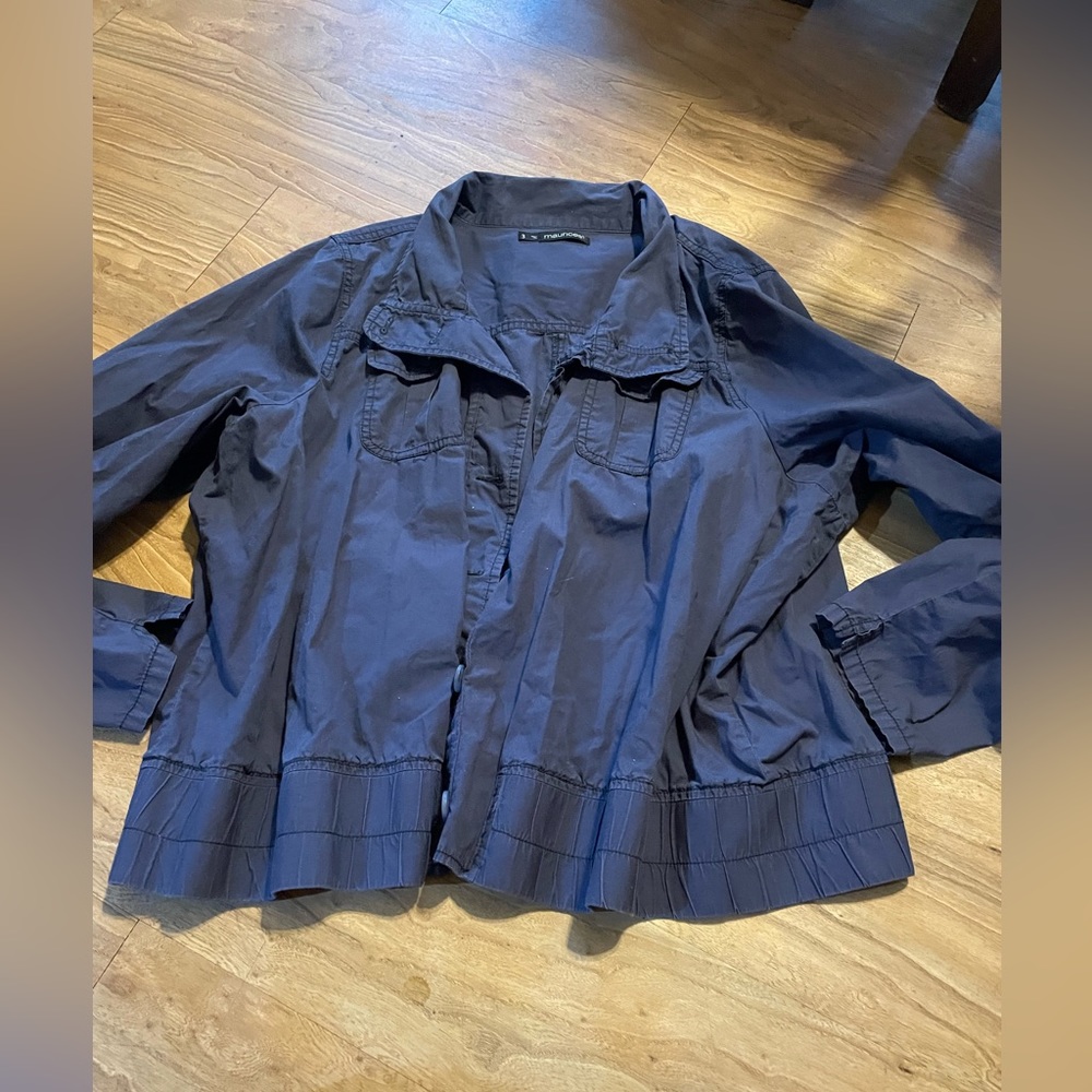 Women’s Maurices long sleeve button down Blue Jacket -3X
